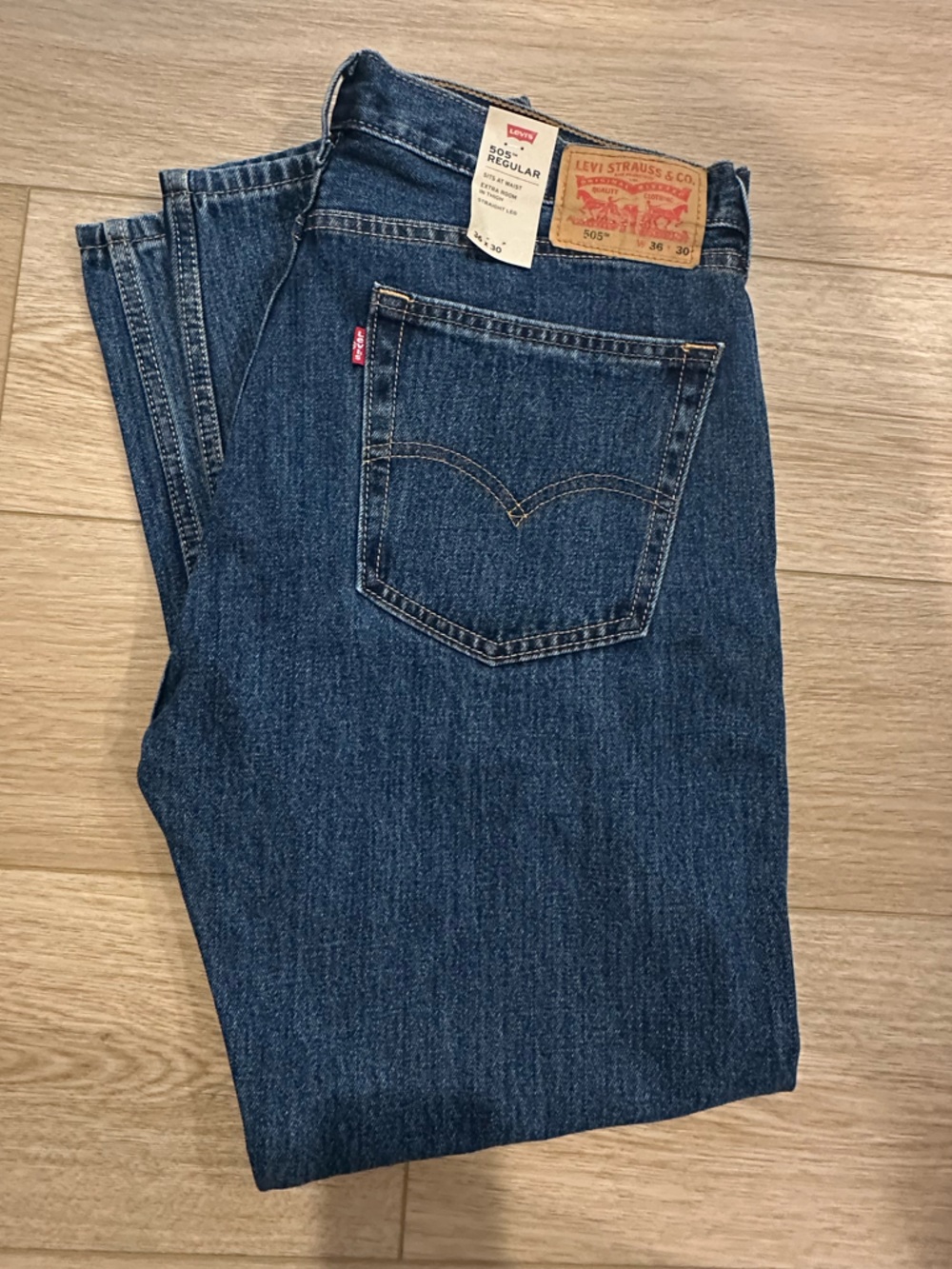 Levi's Men's 505 Regular Fit Jeans in Dark Blue 36x30
